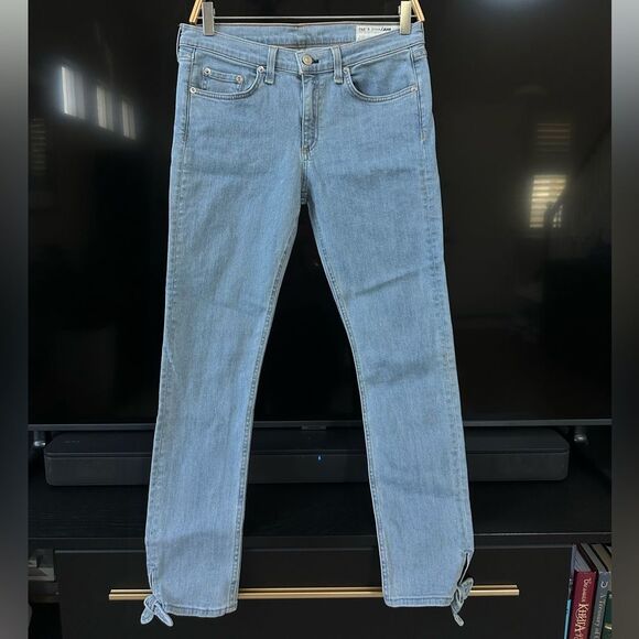 Rag & Bone Stevie ankle tie bow hem denim light wash jeans